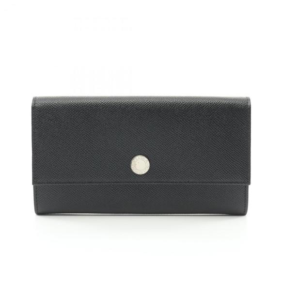 BVLGARI Bi-fold Long Wallet Leather Men's Black - Picture 1 of 7